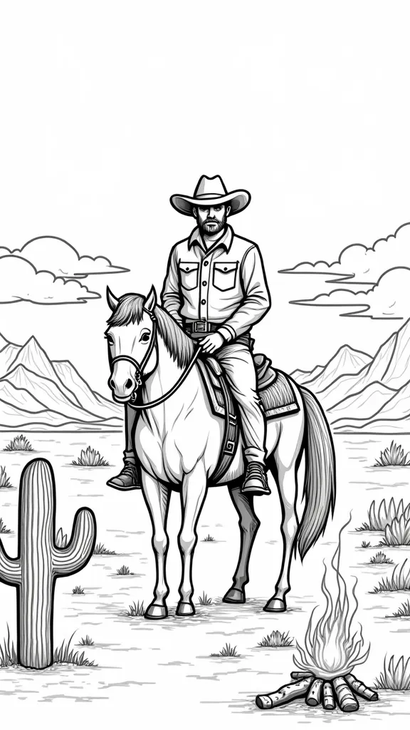 Página para colorear de los vaqueros